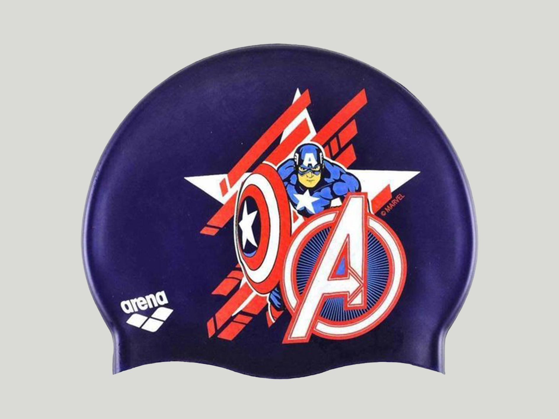 Arena Jr Silicone Swim Cap Age 6-12 (Captain America)