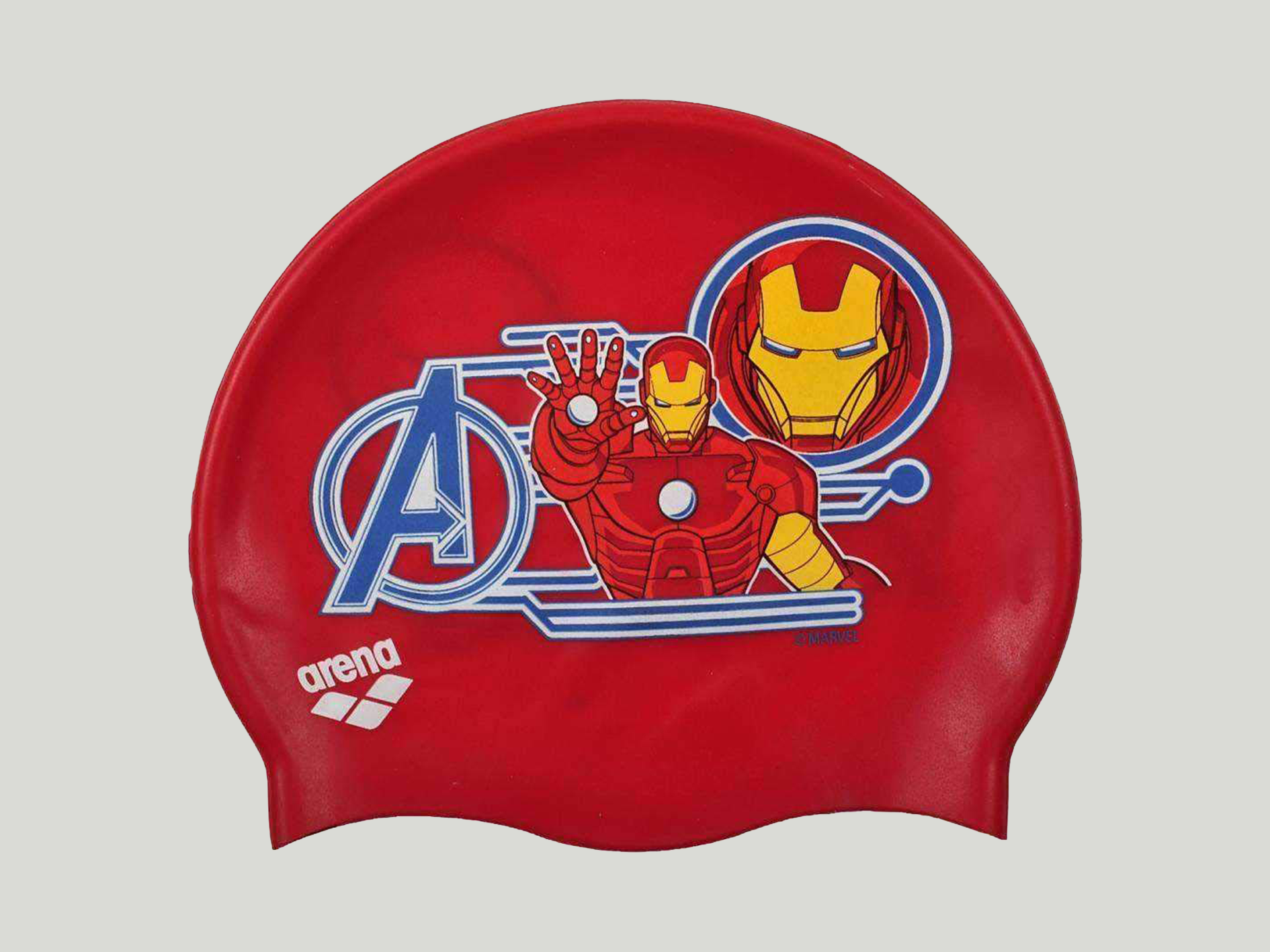 Arena Jr Silicone Swim Cap Age 6-12 (Marvel , Iron Man)
