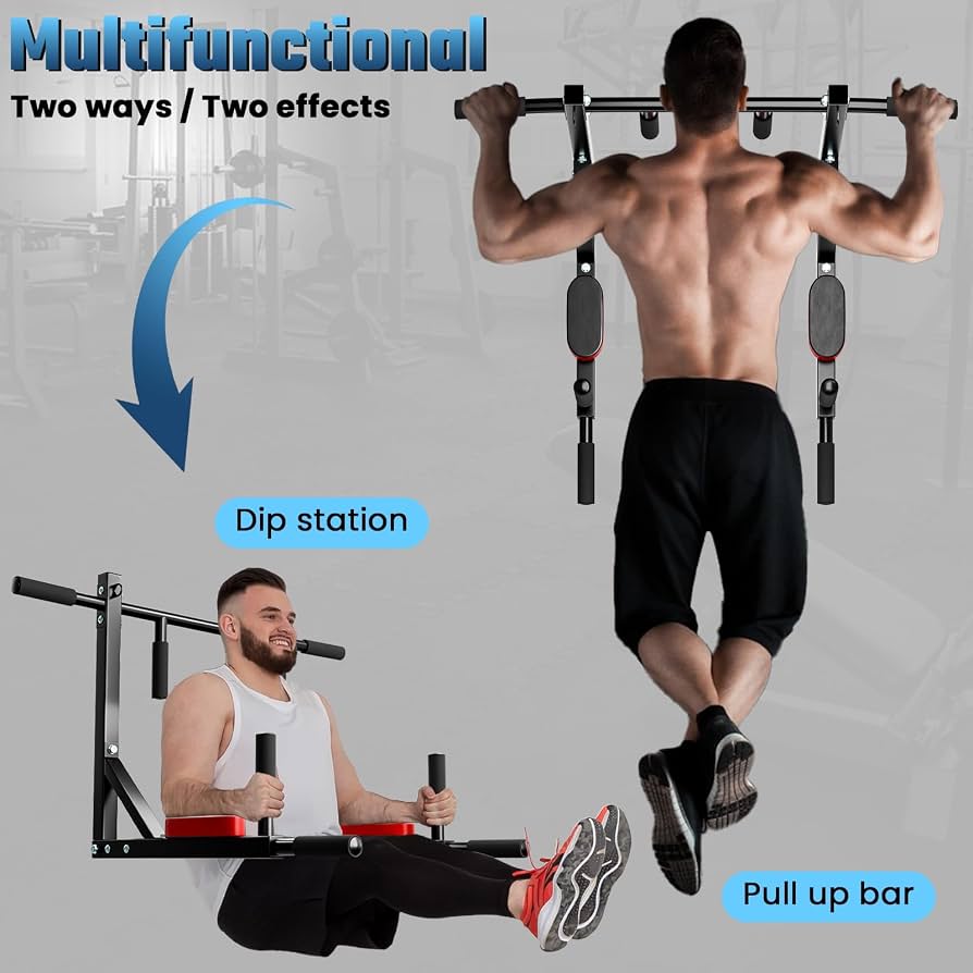2-in-1 Wall-Mounted Pull-Up & Dip Station