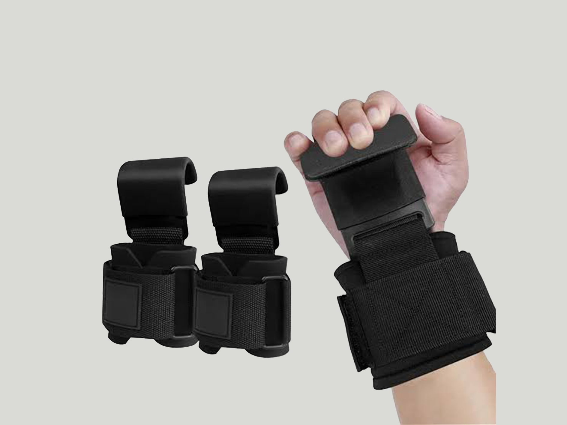 Weight Lifting Hooks with Wrist Wraps